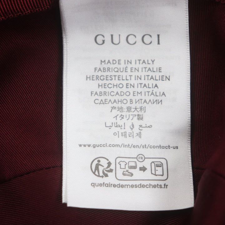 新品 GUCCI 帽子 GGモノグラム レザーハット ボルドー コットン メンズ L 833280