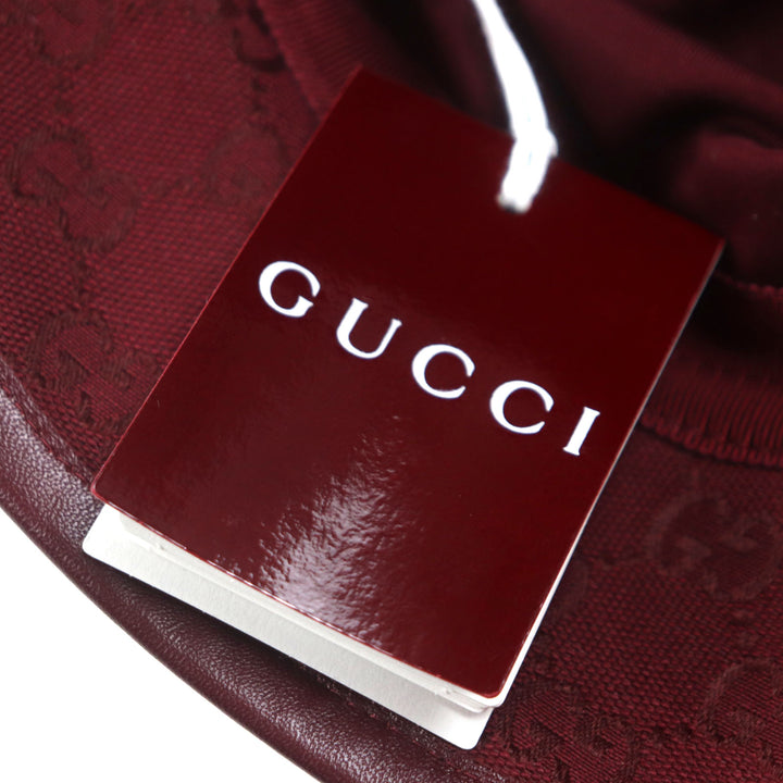 新品 GUCCI 帽子 GGモノグラム レザーハット ボルドー コットン メンズ L 833280