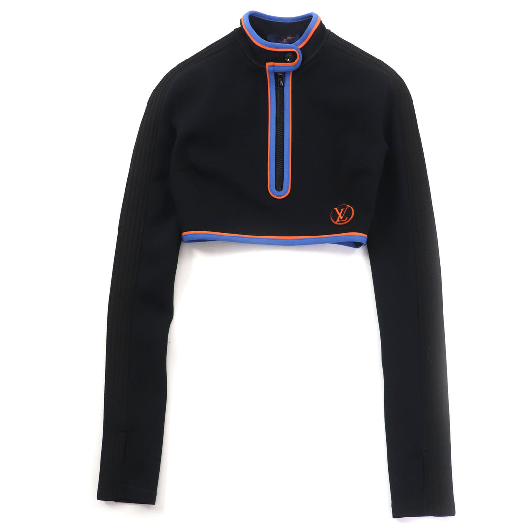 LOUIS VUITTON トップス ヴィヴィッドトリム ロングスリーブ クロップドトップ ブラック ナイロン レディース 34