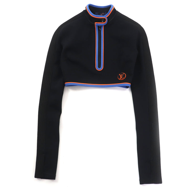 LOUIS VUITTON トップス ヴィヴィッドトリム ロングスリーブ クロップドトップ ブラック ナイロン レディース 34