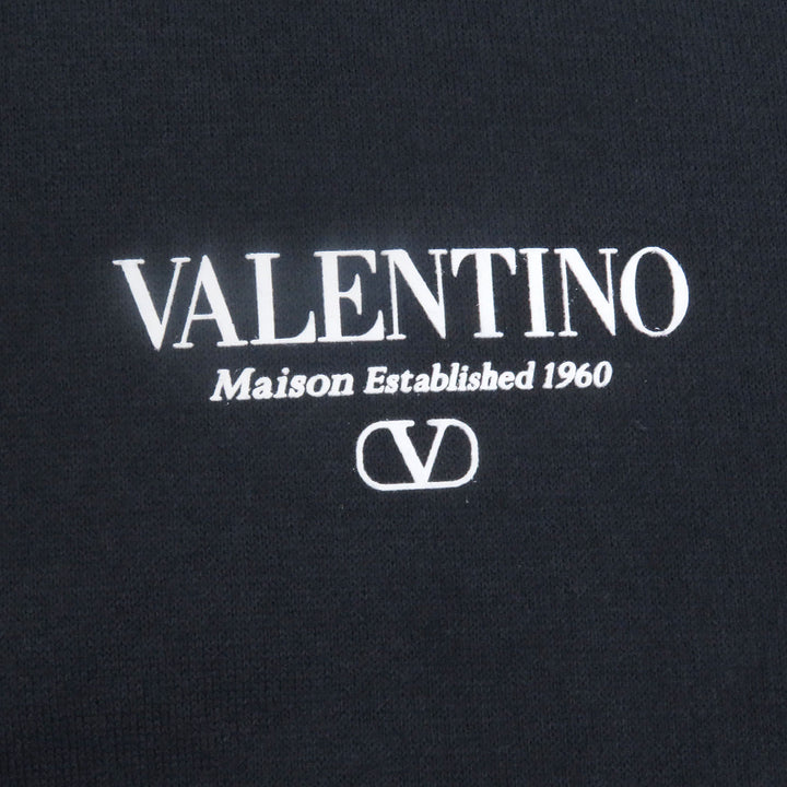 新品 VALENTINO パーカー ロゴプリント ネイビー コットン メンズ XS 5V3MF27QA8D