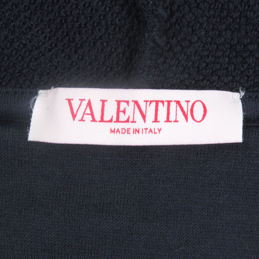 新品 VALENTINO パーカー ロゴプリント ネイビー コットン メンズ XS 5V3MF27QA8D