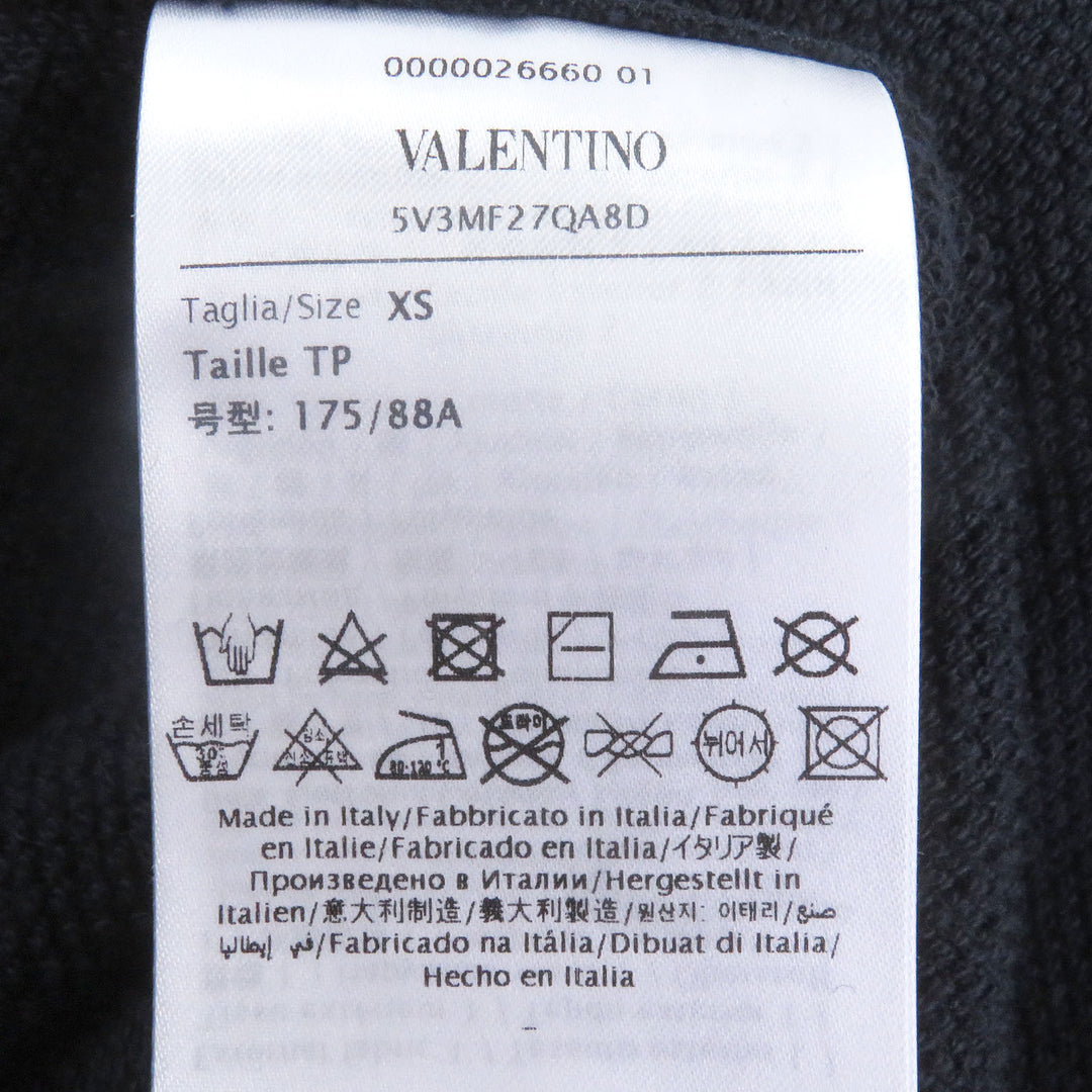 新品 VALENTINO パーカー ロゴプリント ネイビー コットン メンズ XS 5V3MF27QA8D