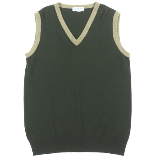 Great ARNYS PARIS Best V-neck two-tone knit gilet green cashmere mens 50