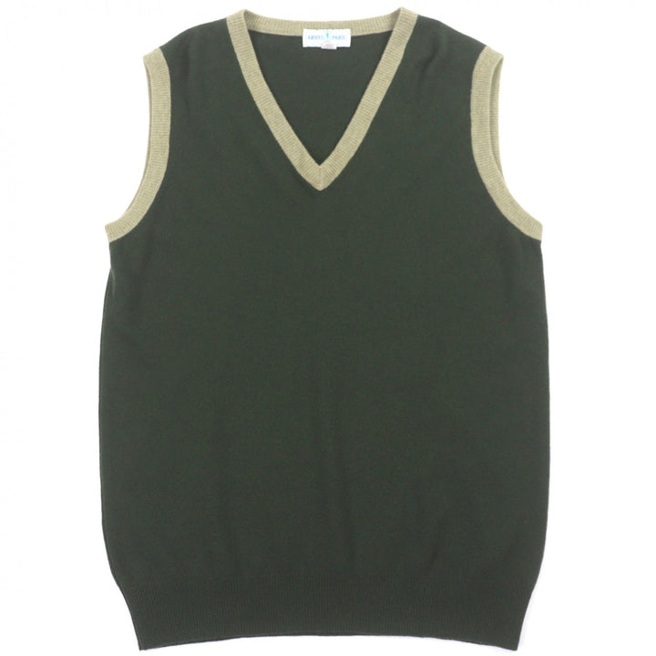 Great ARNYS PARIS Best V-neck two-tone knit gilet green cashmere mens 50