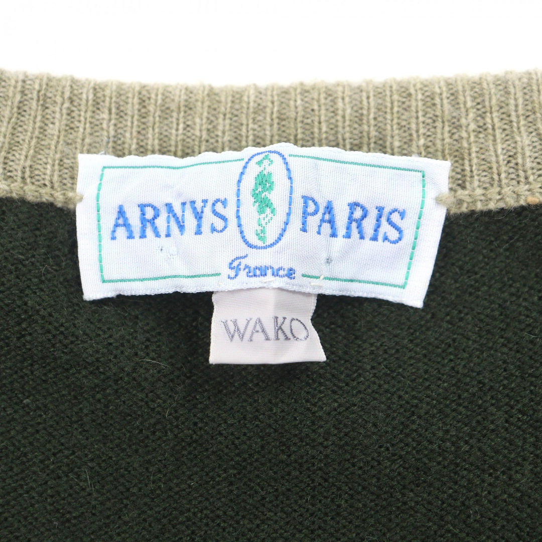 Great ARNYS PARIS Best V-neck two-tone knit gilet green cashmere mens 50