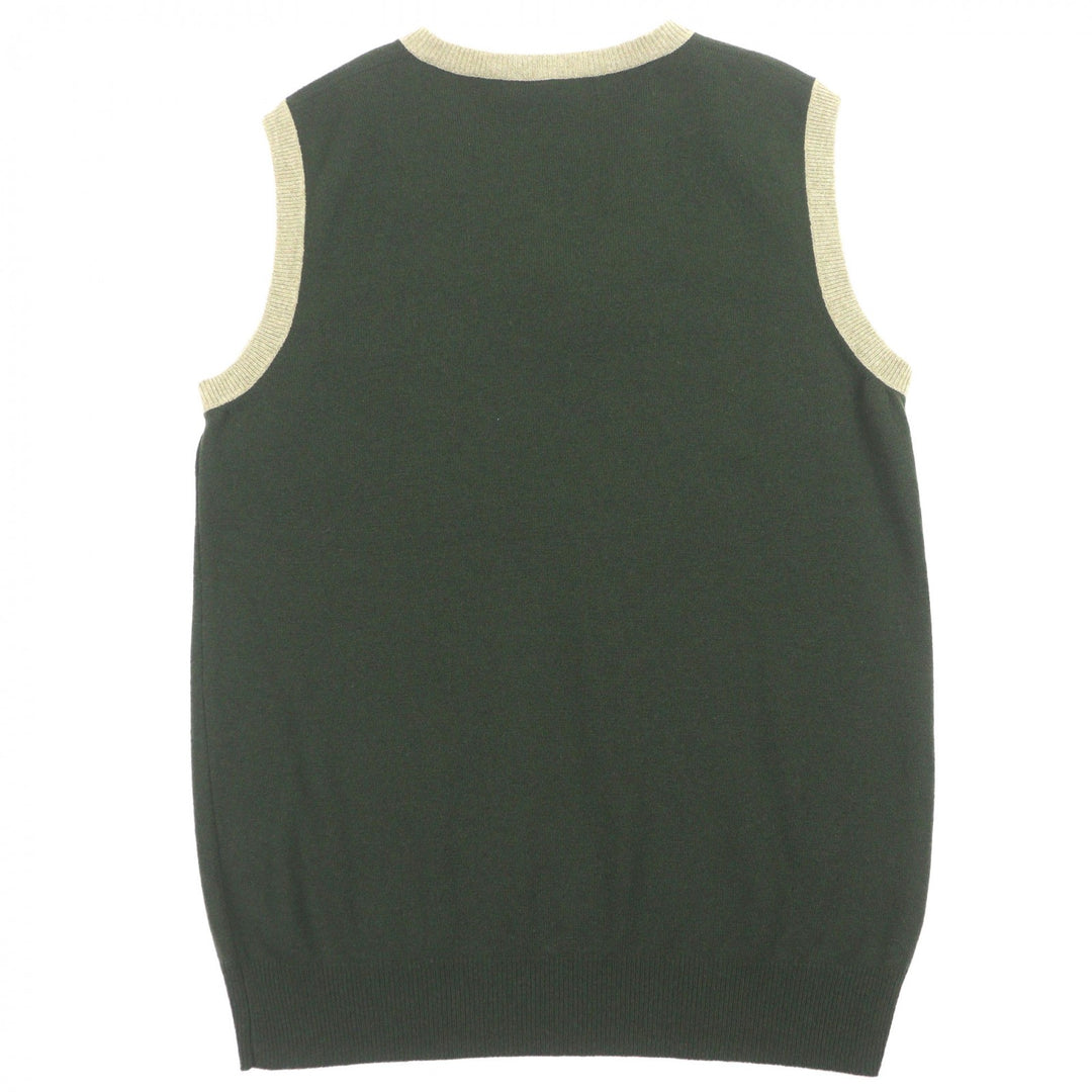 Great ARNYS PARIS Best V-neck two-tone knit gilet green cashmere mens 50