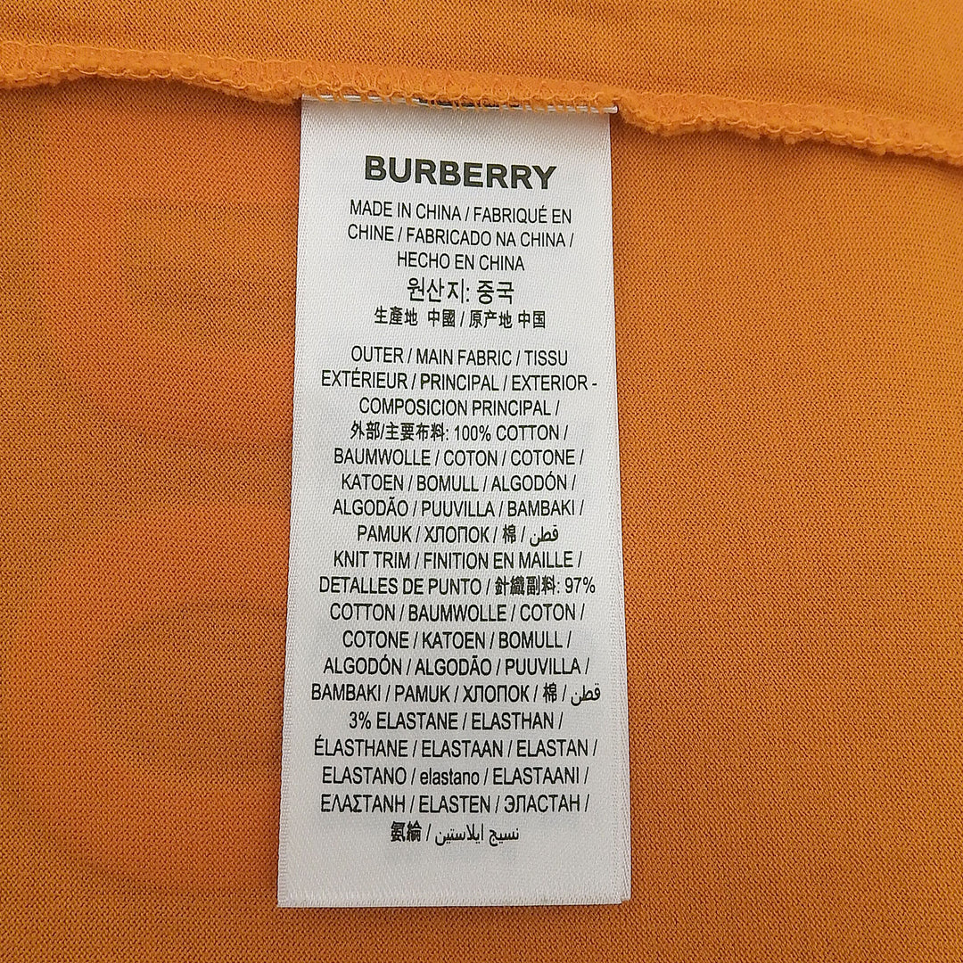 素晴らしいBURBERRY半袖TシャツオレンジコットンメンズL 8040692
