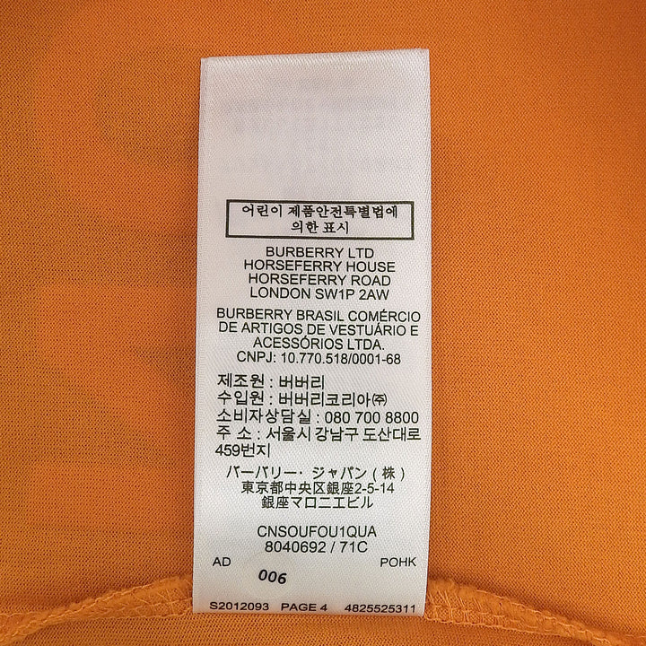 Excellent BURBERRY Short sleeve T-shirt Orange cotton mens L 8040692