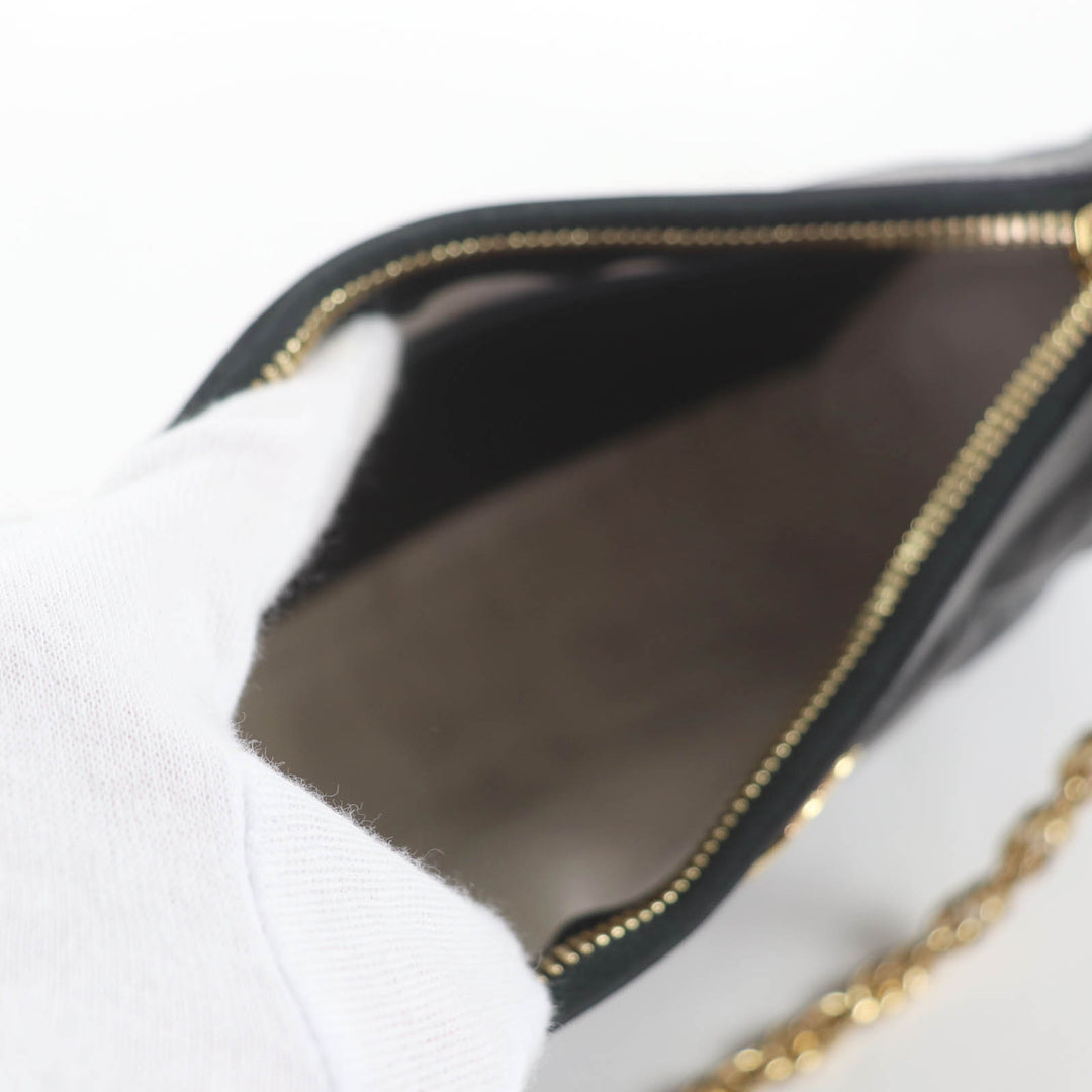 Excellent GUCCI Shoulder Bag GG Matelasse 2-Way Leather Handbag black 735049