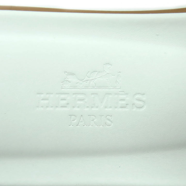 新品 HERMES サンダル サンダル オラン ホワイト ボックススカーフ レザー レディース 34.5