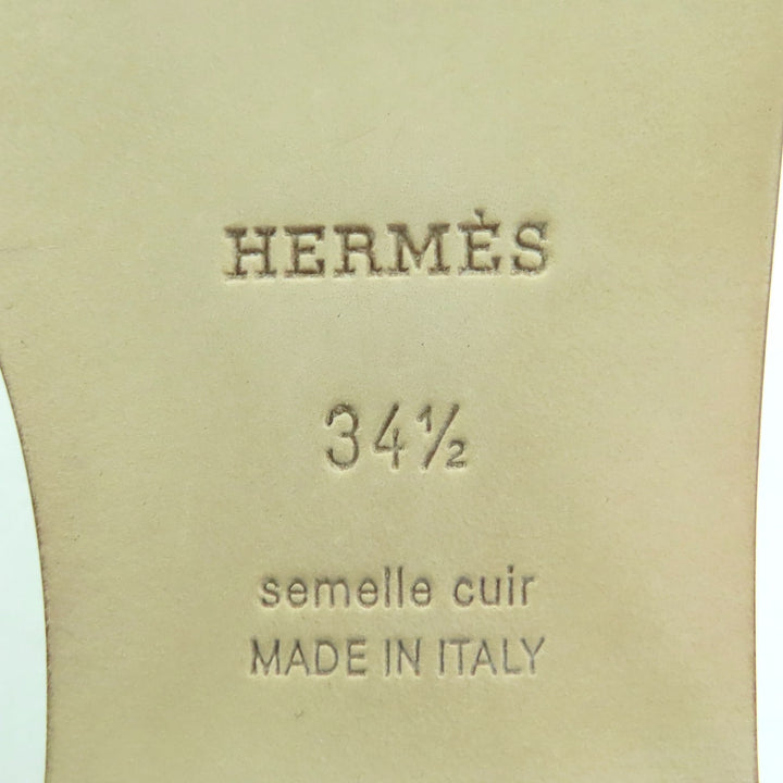 新品 HERMES サンダル サンダル オラン ホワイト ボックススカーフ レザー レディース 34.5