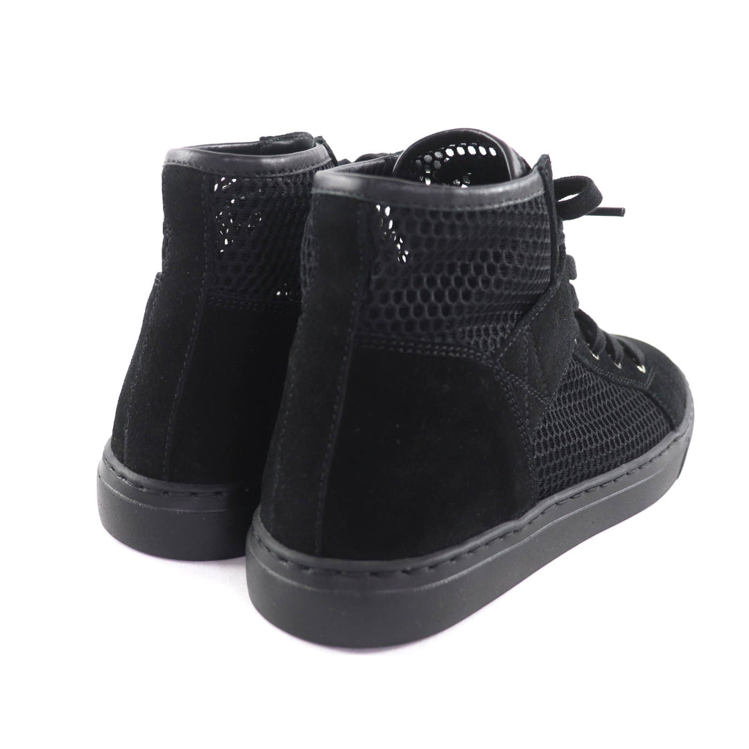 Excellent CHANEL High cut sneakers black Suede leather Women 36 G30786