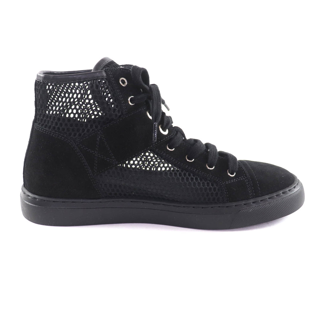 Excellent CHANEL High cut sneakers black Suede leather Women 36 G30786