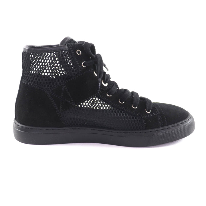 Excellent CHANEL High cut sneakers black Suede leather Women 36 G30786
