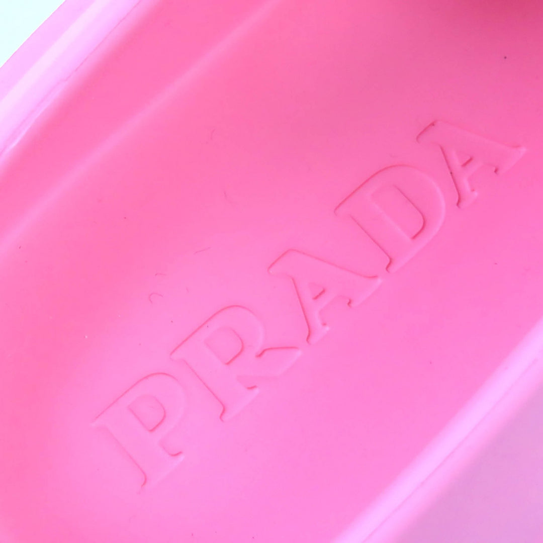 Pristine PRADA Slip-on Triangle logo rubber sandals and mules pink 36 1S811M