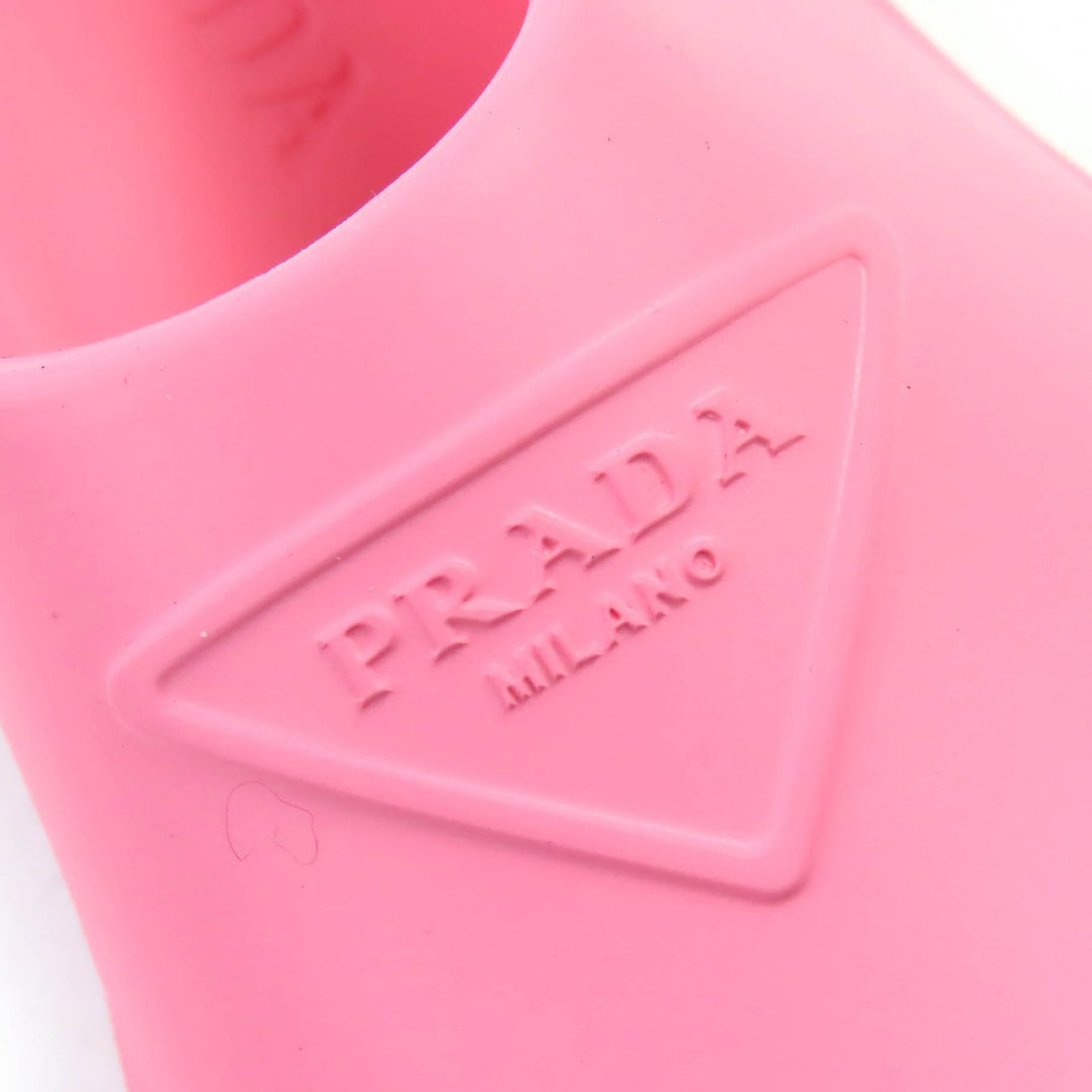 新品 PRADA スリッポン トライアングルロゴ ラバーサンダル ミュール ピンク 36 1S811M