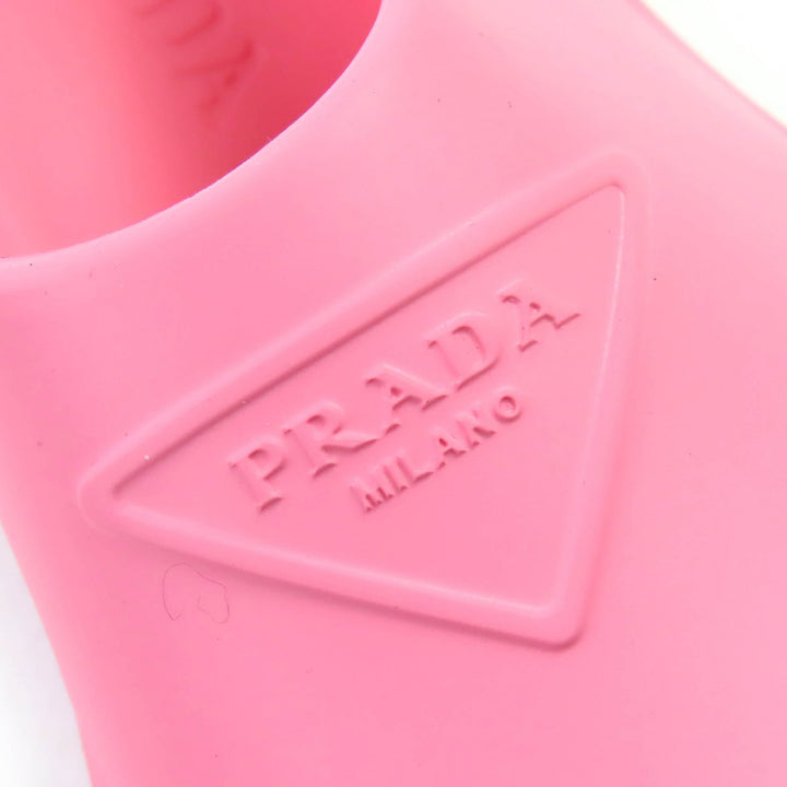 新品 PRADA スリッポン トライアングルロゴ ラバーサンダル ミュール ピンク 36 1S811M