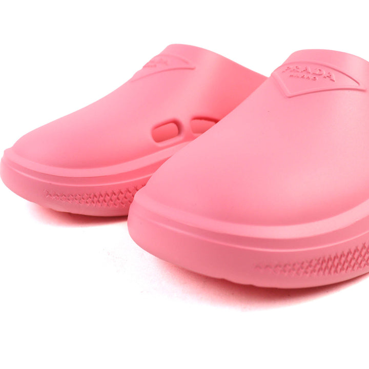 新品 PRADA スリッポン トライアングルロゴ ラバーサンダル ミュール ピンク 36 1S811M