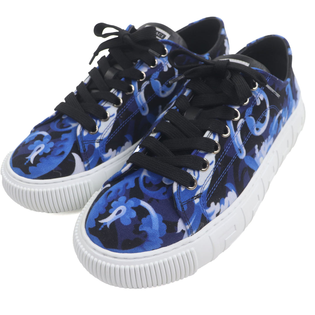 Pristine VERSACE Low cut sneakers Barocco Greca blue canvas mens 39