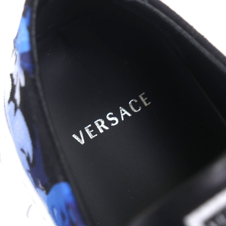 Pristine VERSACE Low cut sneakers Barocco Greca blue canvas mens 39