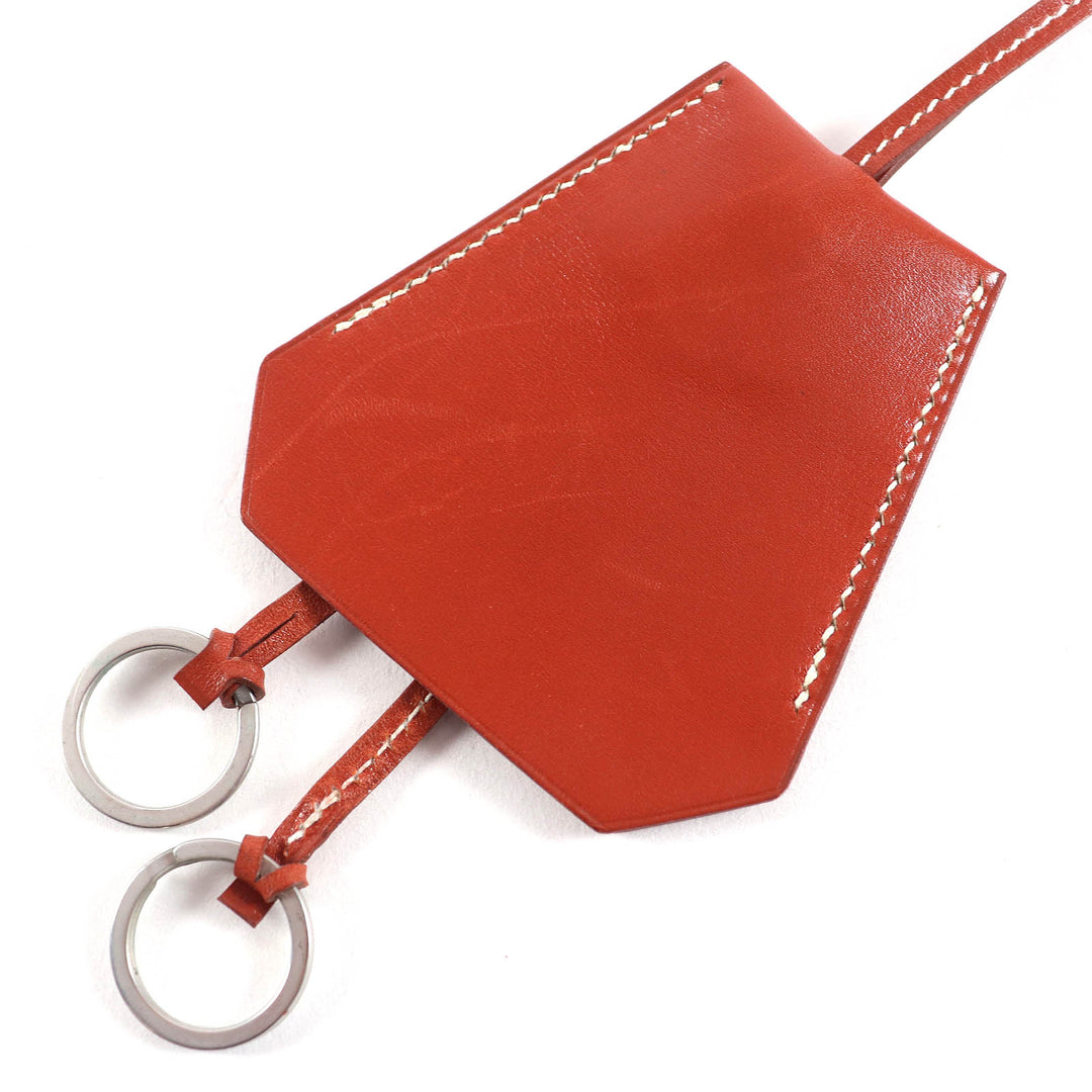Great HERMES Necklace Margiela-era Clochette Brown leather