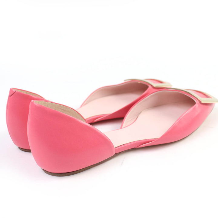Excellent ROGER VIVIER pumps Trumpet Ballerina Flat shoes pink leather Women 36.5