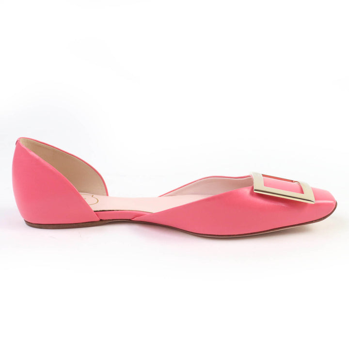 Excellent ROGER VIVIER pumps Trumpet Ballerina Flat shoes pink leather Women 36.5