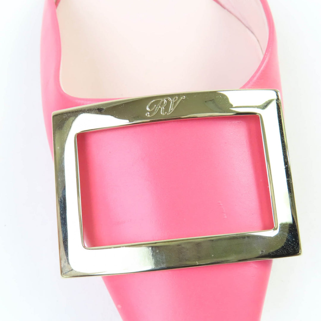 Excellent ROGER VIVIER pumps Trumpet Ballerina Flat shoes pink leather Women 36.5