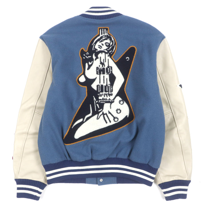 HYSTERIC GLAMOUR スタジャン ブルーグレー ウール メンズ M 02243AB10 美品