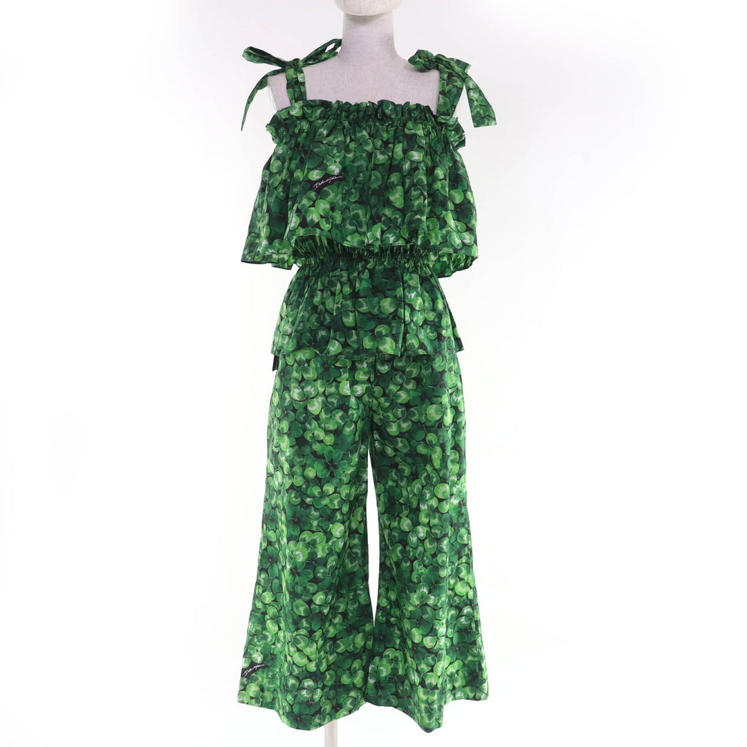 Pristine DOLCE&GABBANA two-piece set Clover Pattern Tops and Pants green 36