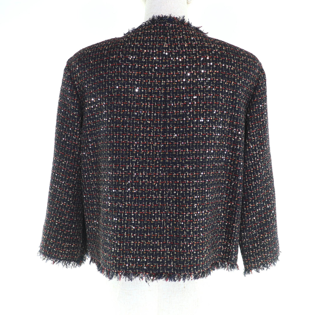シャネル ノーカラージャケット マルチナイロン レディース 34 12A P44038 美品