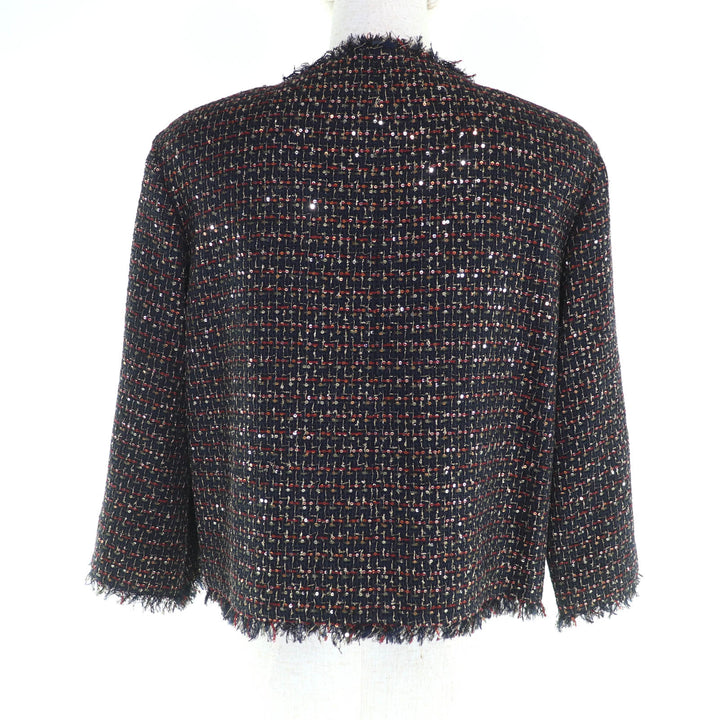 シャネル ノーカラージャケット マルチナイロン レディース 34 12A P44038 美品