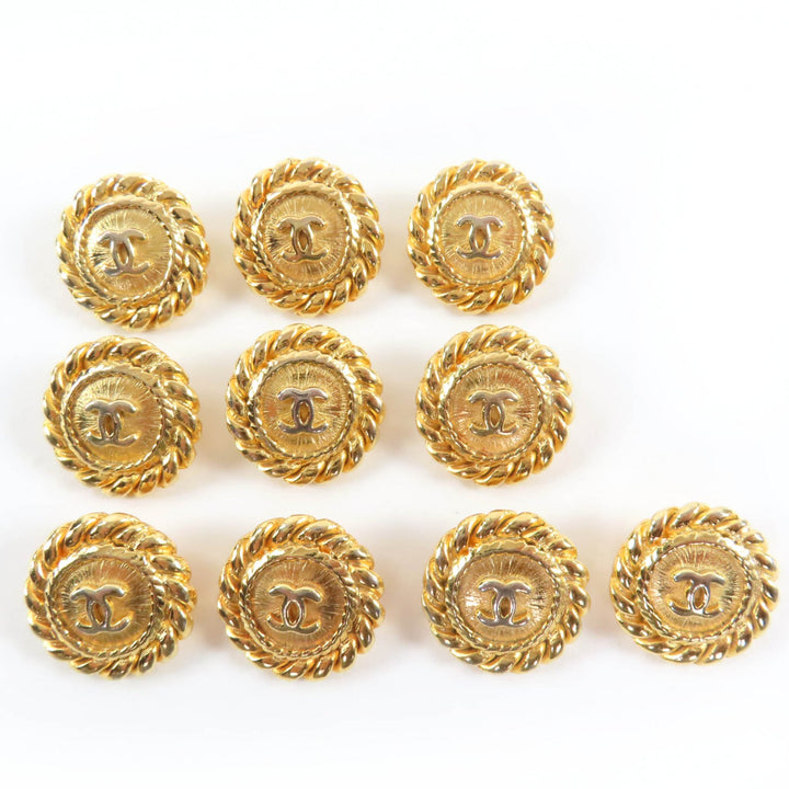 Great CHANEL COCO Mark COCO Button Metal Buttons Set of 10 gold Women