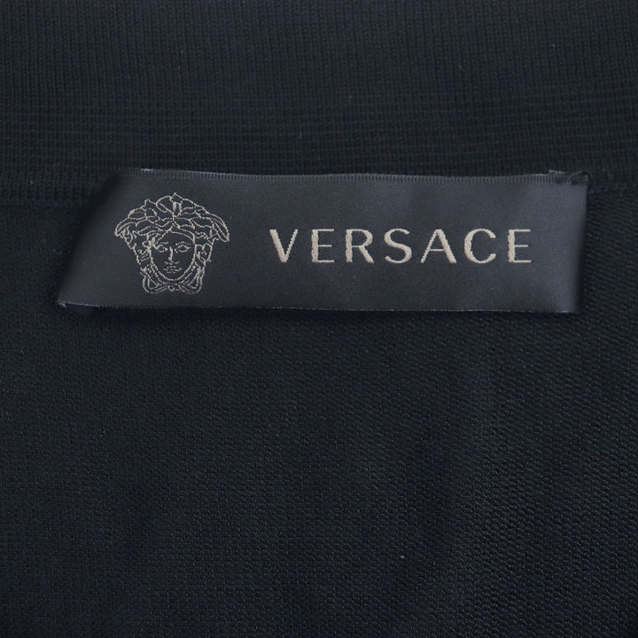 Excellent VERSACE Short sleeve polo shirt black Rayon mens 46 A63249