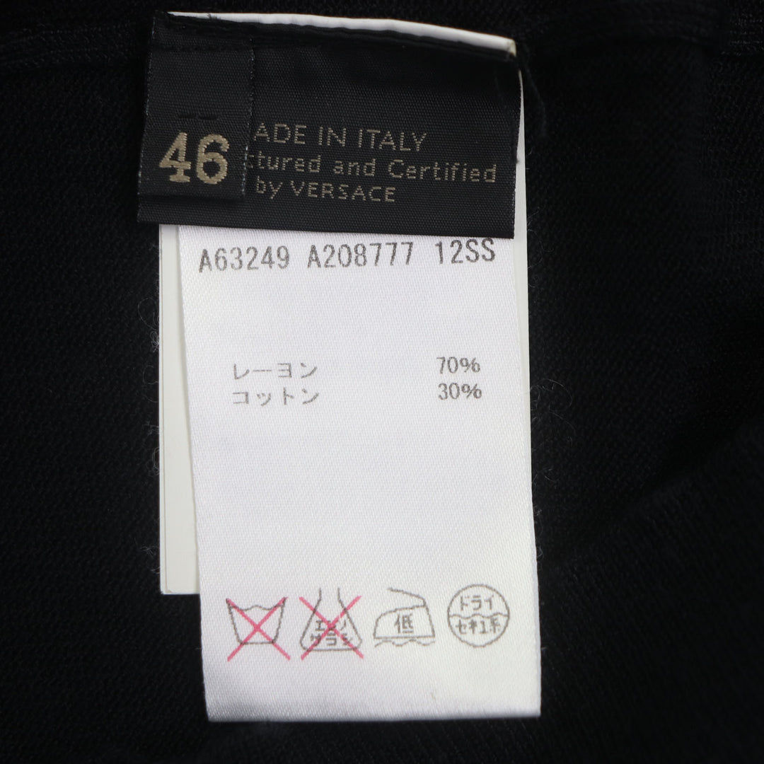 Excellent VERSACE Short sleeve polo shirt black Rayon mens 46 A63249