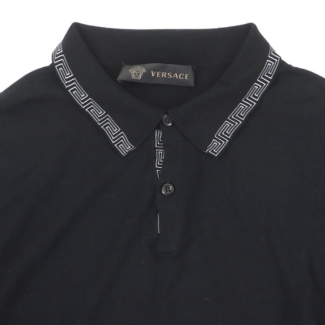 Excellent VERSACE Short sleeve polo shirt black Rayon mens 46 A63249