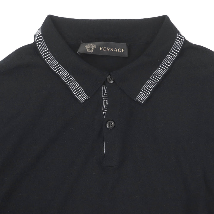 Excellent VERSACE Short sleeve polo shirt black Rayon mens 46 A63249