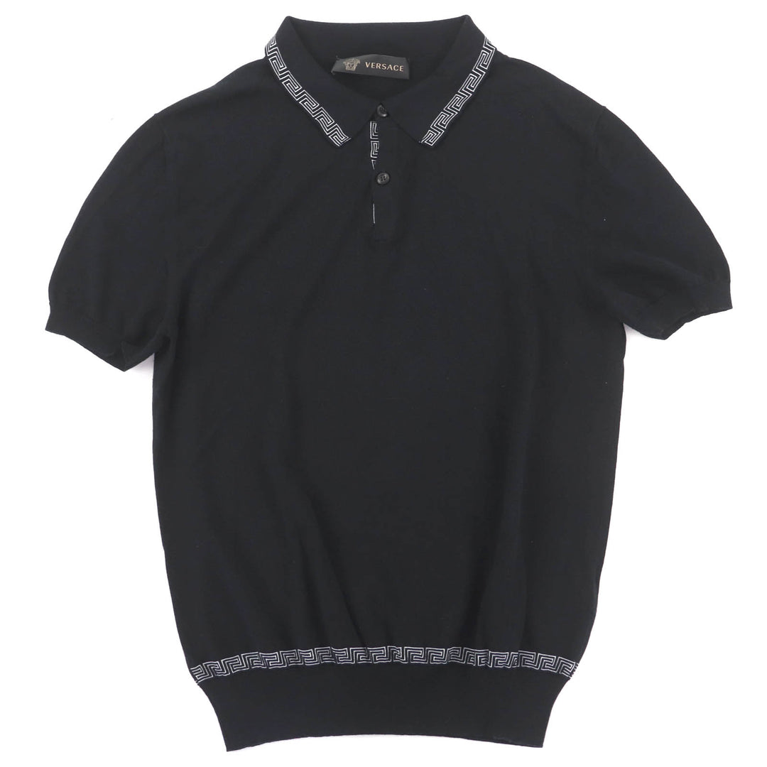 Excellent VERSACE Short sleeve polo shirt black Rayon mens 46 A63249