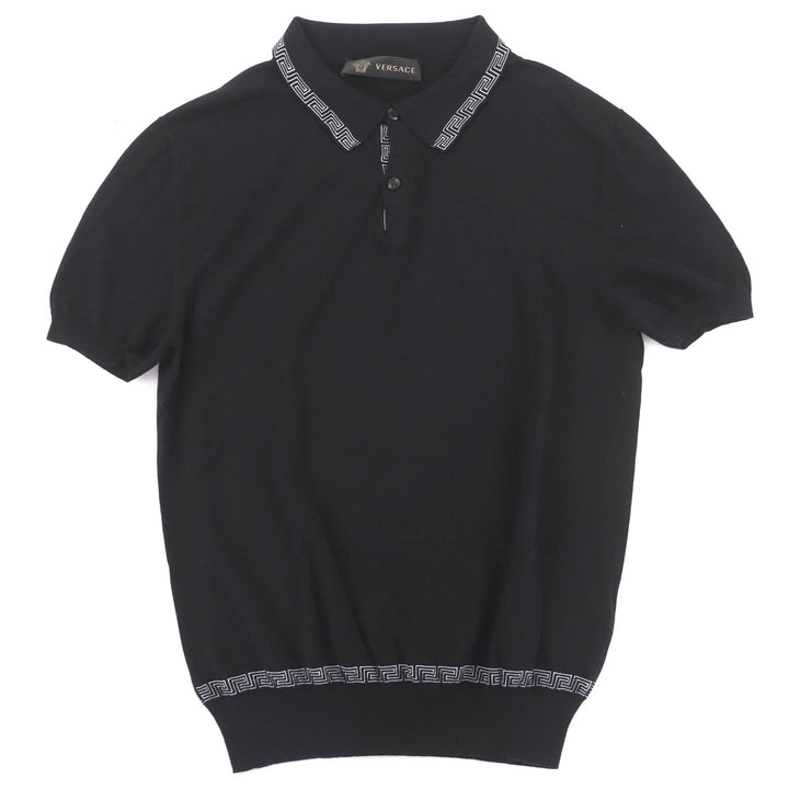 Excellent VERSACE Short sleeve polo shirt black Rayon mens 46 A63249