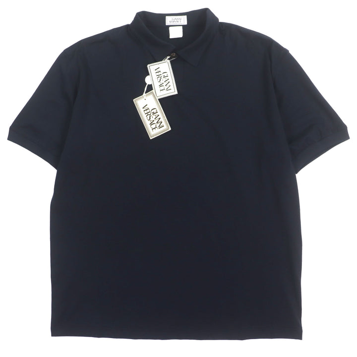 Pristine Gianni Versace Short sleeve polo shirt Navy cotton mens 48
