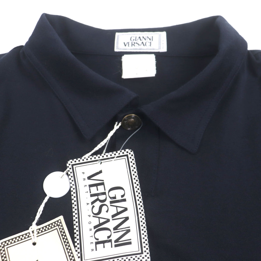 Pristine Gianni Versace Short sleeve polo shirt Navy cotton mens 48
