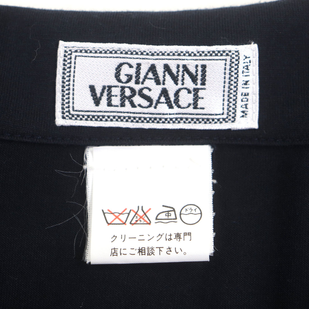 Pristine Gianni Versace Short sleeve polo shirt Navy cotton mens 48