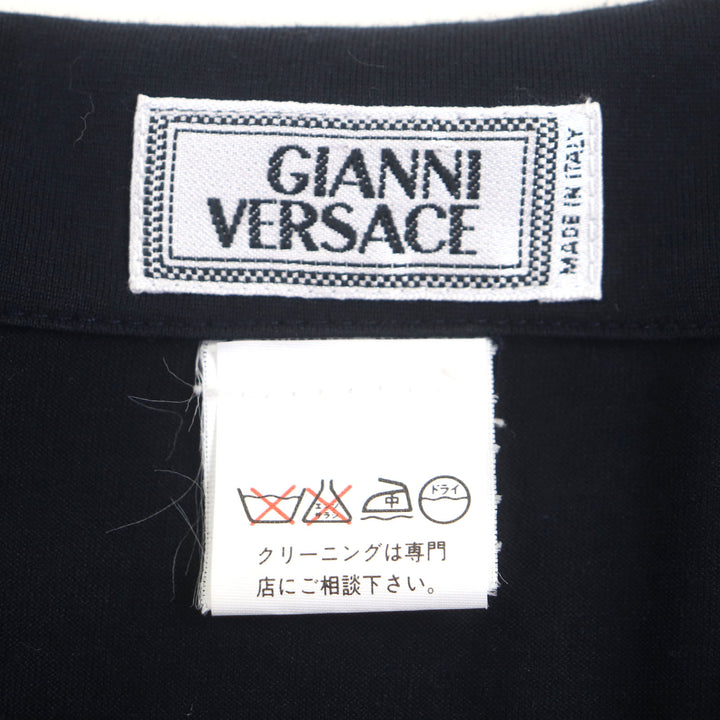 Pristine Gianni Versace Short sleeve polo shirt Navy cotton mens 48