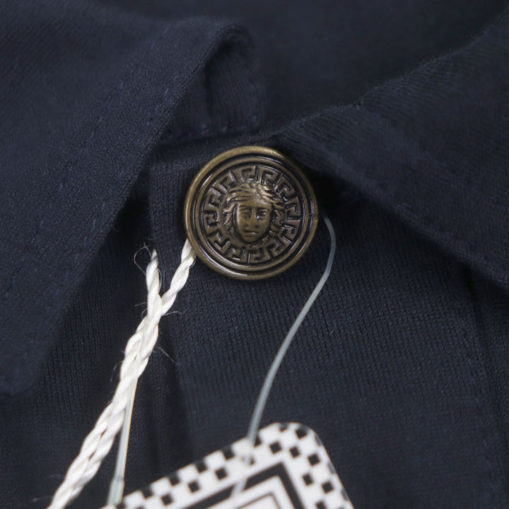 Pristine Gianni Versace Short sleeve polo shirt Navy cotton mens 48