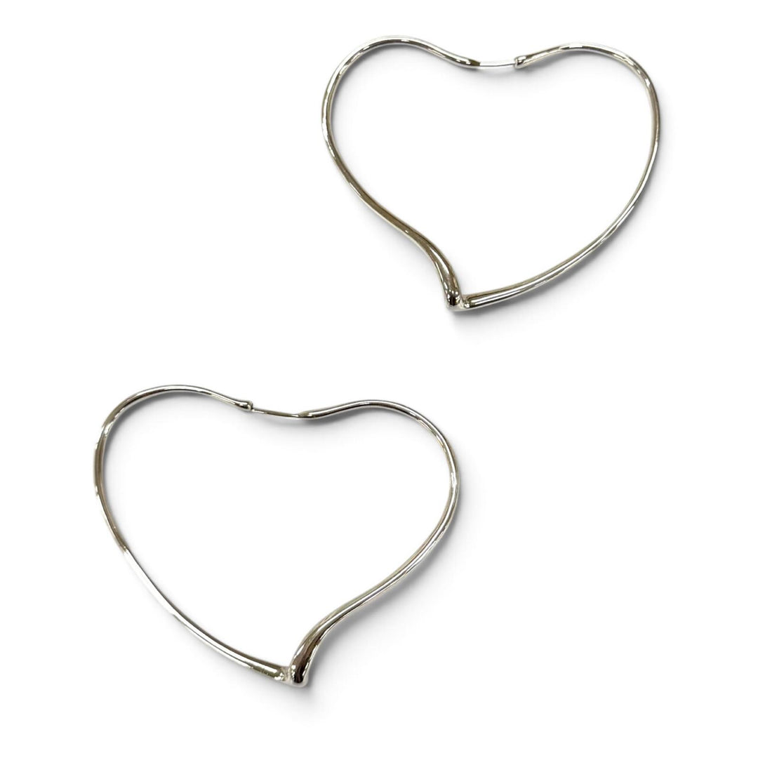 Excellent TIFFANY&Co. Pierce Open Heart Hoop Pierce (Large) Silver AG925 Women