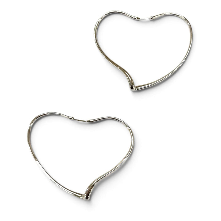 Excellent TIFFANY&Co. Pierce Open Heart Hoop Pierce (Large) Silver AG925 Women
