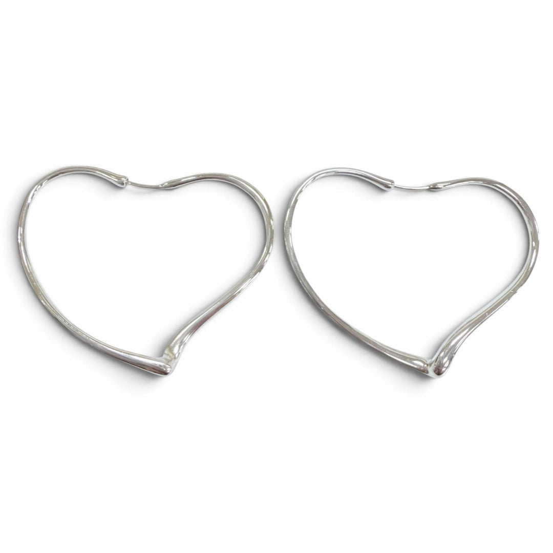 Excellent TIFFANY&Co. Pierce Open heart hoop medium Silver AG925 Women
