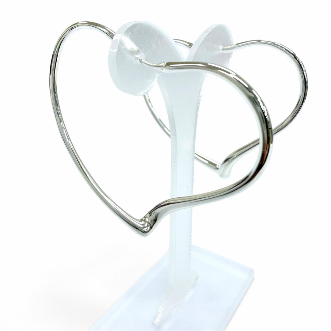 Excellent TIFFANY&Co. Pierce Open heart hoop medium Silver AG925 Women