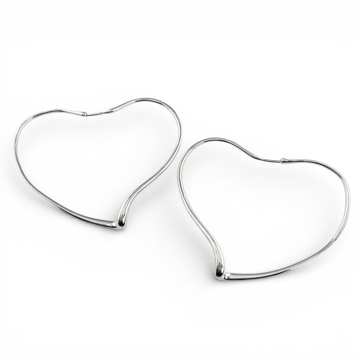 Great TIFFANY&Co. Pierce Elsa Peretti Open Heart Hoop Silver AG925 Women
